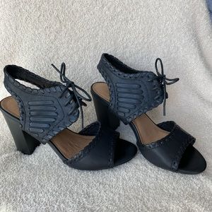 Restricted black peep toe heels, size 7